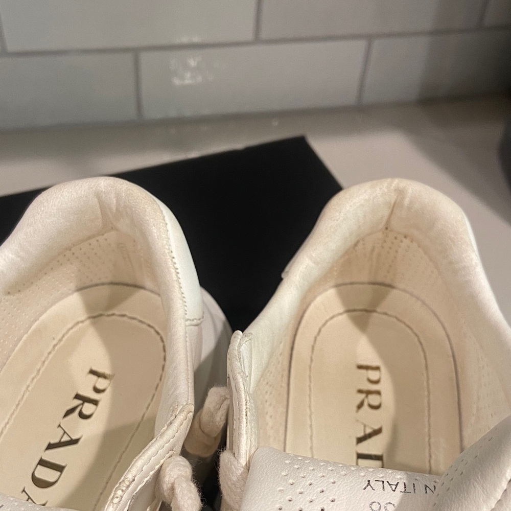 Prada Ivory Lace-Up Sneakers 38 - Picture 13 of 17